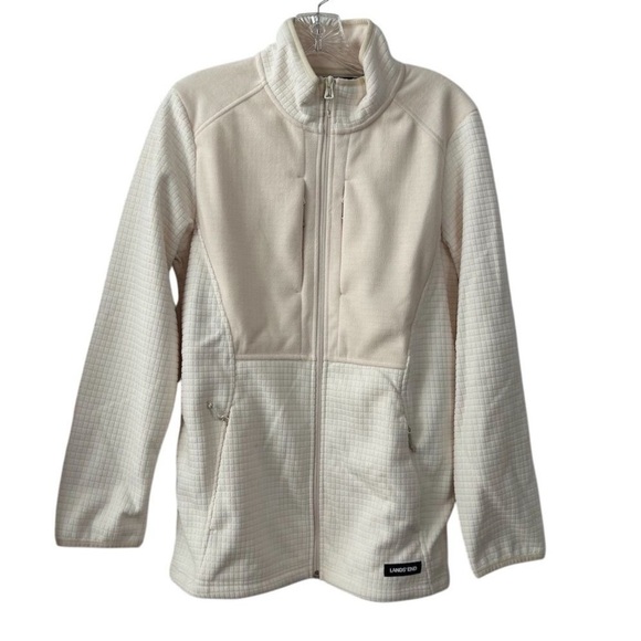 Lands End ivory fleece jacket - Picture 1 of 12